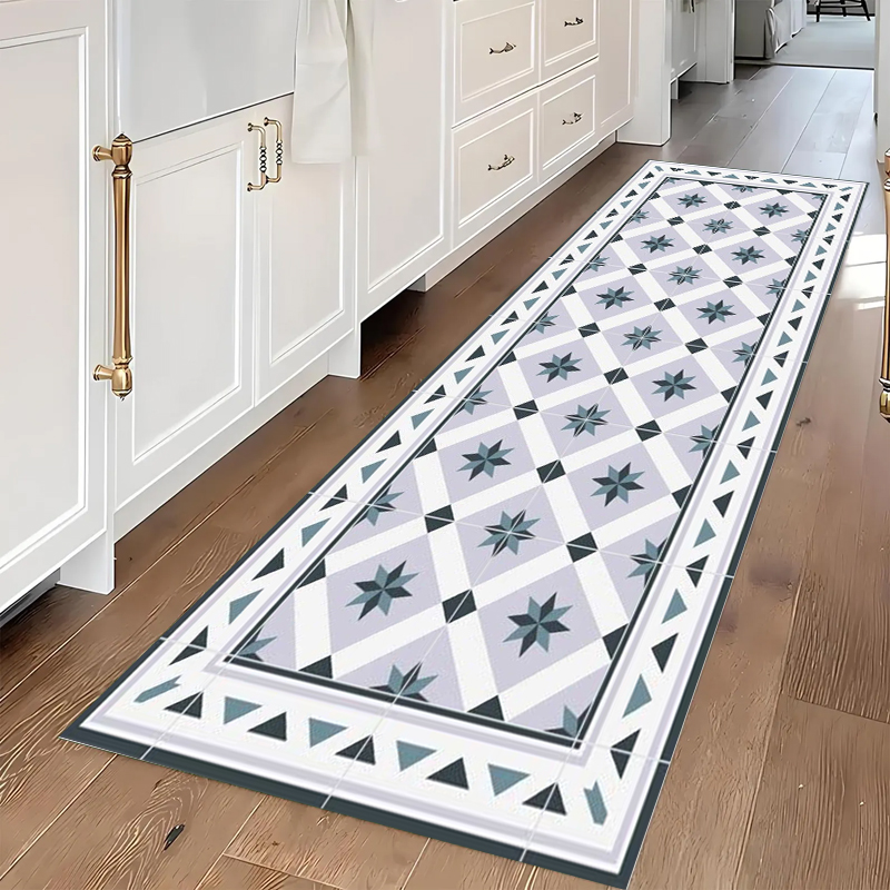 พรมปูพื้นลายเรขาคณิตสีน้ำเงินแ - Commercial Kitchen Tile บทวิจารณ์และราคา